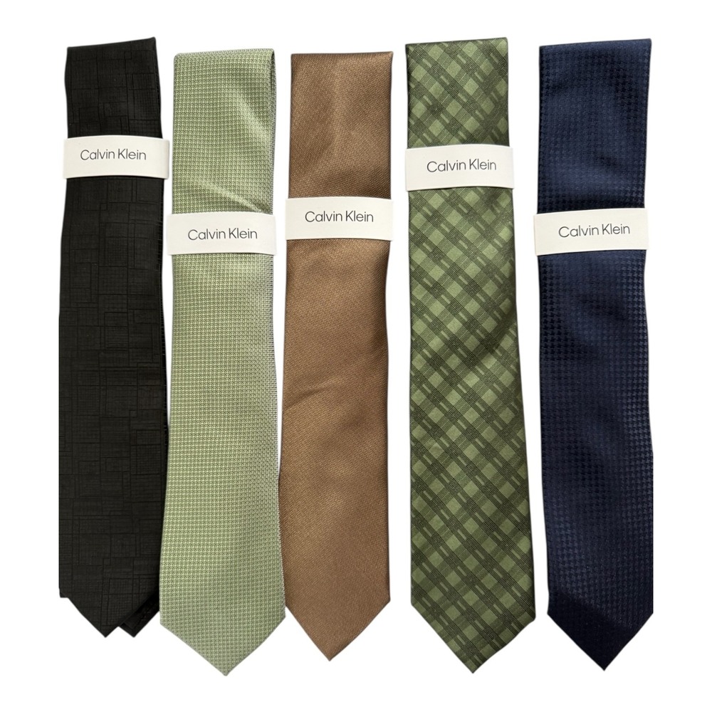 Calvin Klein Necktie Lot of 5 Mens One Size Ties Various Colors and Patterns New